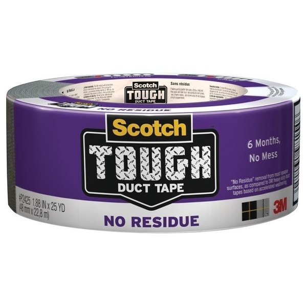 Scotch Tough Duct Tape, 25 yd L, 188 in W, Cloth Backing, Gray P2425